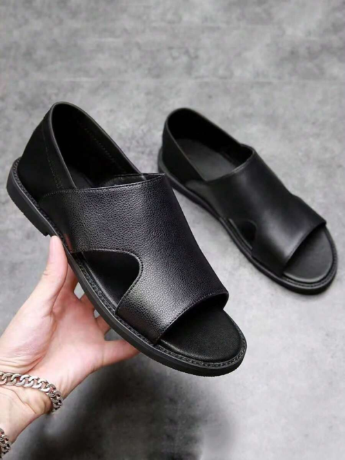 SANDALES EN CUIR NOIR 2025log