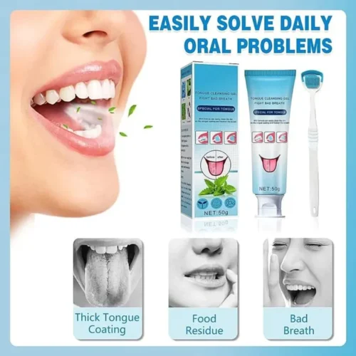 Gel Nettoyant Langue avec Brosse Multifonctionnelle