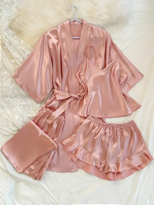 2ccce3f3-7705-4f71-bd63-989d754a3542 Pyjama femme 4 pièces col V